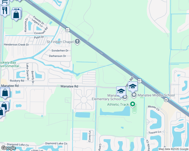 map of restaurants, bars, coffee shops, grocery stores, and more near 29 Garnet Drive in Naples