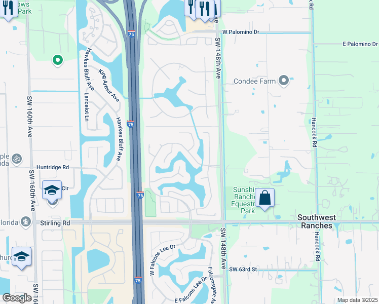 map of restaurants, bars, coffee shops, grocery stores, and more near 5701 Meadhaven Street in Davie