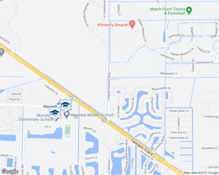 map of restaurants, bars, coffee shops, grocery stores, and more near Naples Reserve Boulevard in Naples