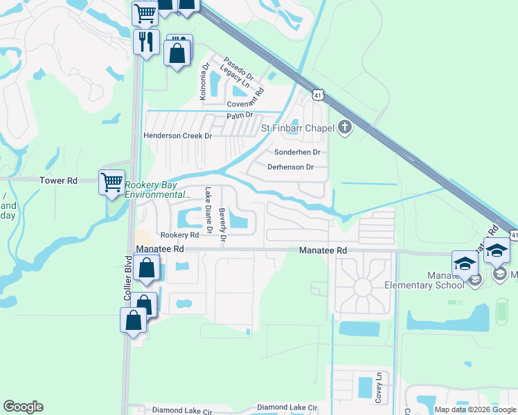map of restaurants, bars, coffee shops, grocery stores, and more near 1231 Skyline Drive in Naples