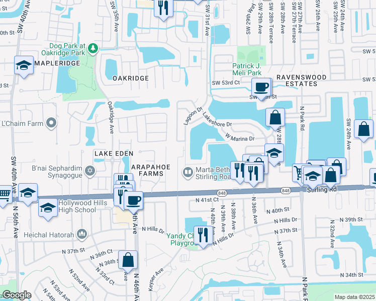 map of restaurants, bars, coffee shops, grocery stores, and more near 5724 Lagoon Drive in Fort Lauderdale
