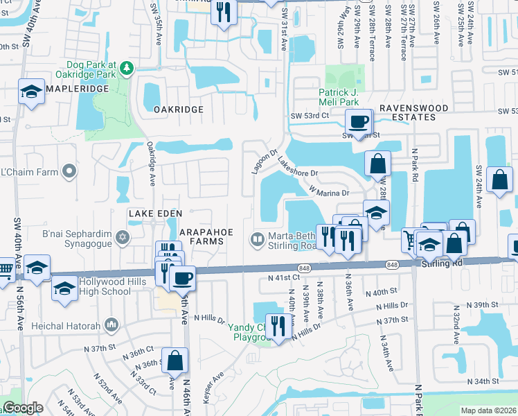map of restaurants, bars, coffee shops, grocery stores, and more near 5724 Lagoon Drive in Fort Lauderdale