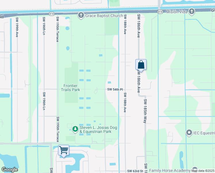 map of restaurants, bars, coffee shops, grocery stores, and more near 18951 Southwest 54th Place in Southwest Ranches