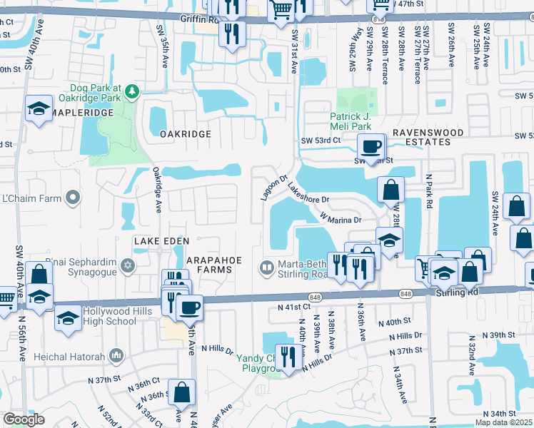 map of restaurants, bars, coffee shops, grocery stores, and more near 5624 Lagoon Drive in Fort Lauderdale