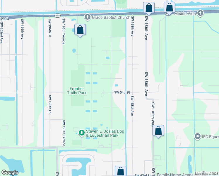 map of restaurants, bars, coffee shops, grocery stores, and more near 18951 Southwest 54th Place in Southwest Ranches