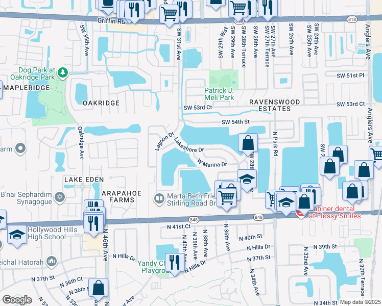 map of restaurants, bars, coffee shops, grocery stores, and more near 3040 Lakeshore Drive in Fort Lauderdale