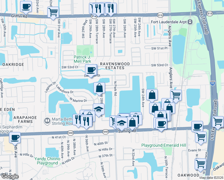 map of restaurants, bars, coffee shops, grocery stores, and more near 2700 East Marina Drive in Fort Lauderdale