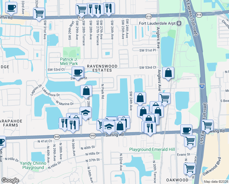 map of restaurants, bars, coffee shops, grocery stores, and more near 2604 East Marina Drive in Fort Lauderdale