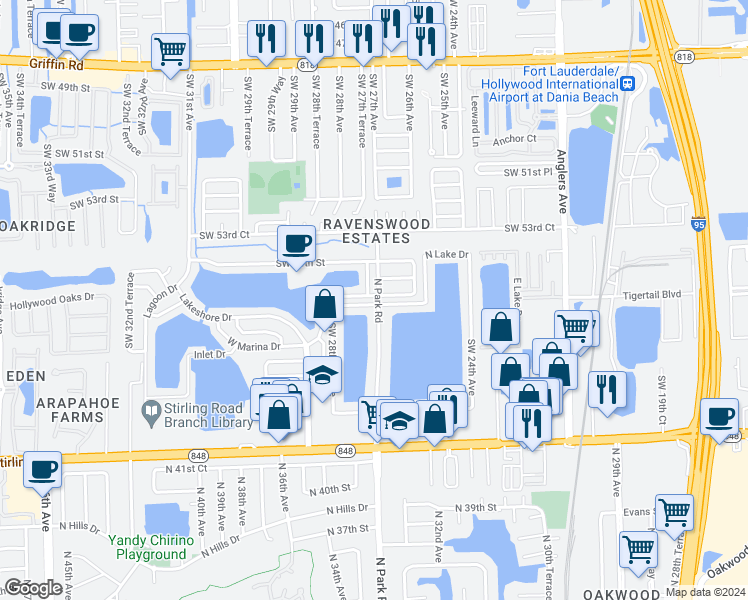 map of restaurants, bars, coffee shops, grocery stores, and more near 2700 East Marina Drive in Fort Lauderdale