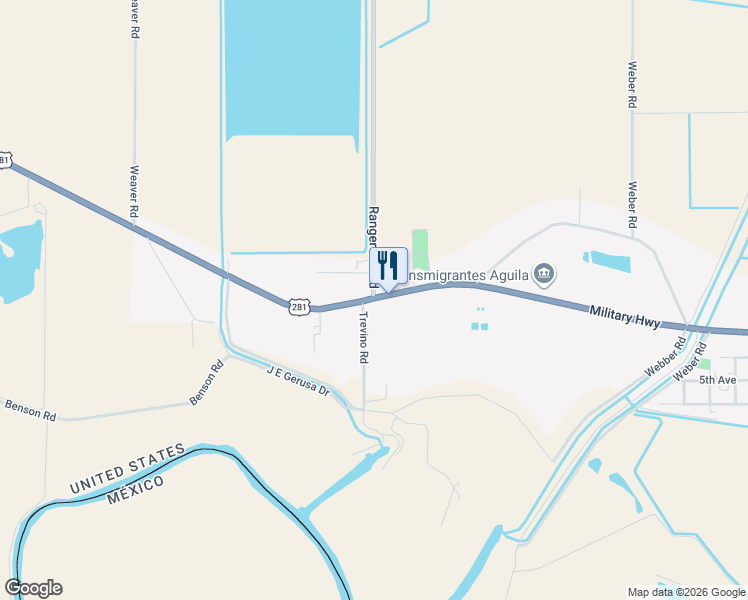 map of restaurants, bars, coffee shops, grocery stores, and more near 16442 Military Highway in San Benito