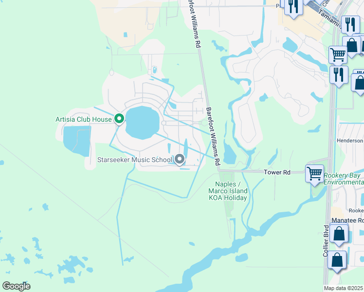 map of restaurants, bars, coffee shops, grocery stores, and more near 1448 Lucena Lane South in Naples