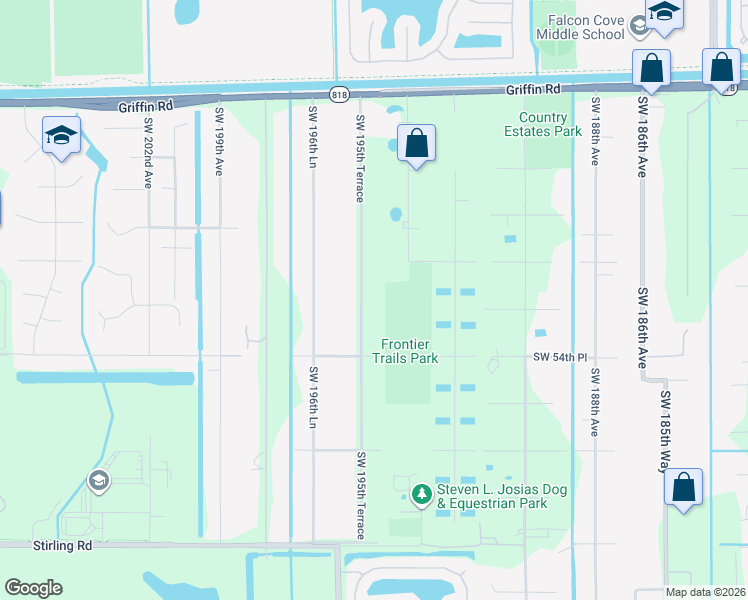 map of restaurants, bars, coffee shops, grocery stores, and more near 5246 Southwest 195th Terrace in Southwest Ranches
