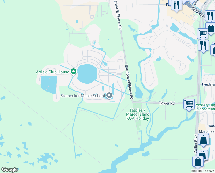 map of restaurants, bars, coffee shops, grocery stores, and more near 1445 Lucena Lane South in Naples
