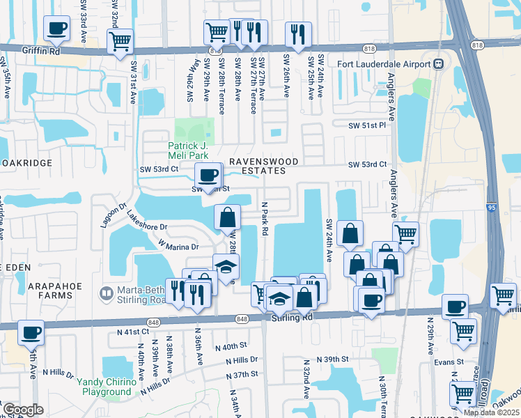 map of restaurants, bars, coffee shops, grocery stores, and more near 2700 East Marina Drive in Fort Lauderdale