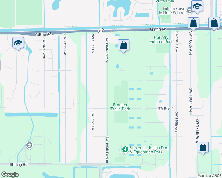 map of restaurants, bars, coffee shops, grocery stores, and more near 5246 Southwest 195th Terrace in Southwest Ranches