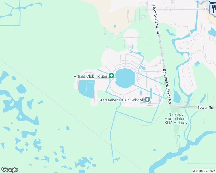 map of restaurants, bars, coffee shops, grocery stores, and more near 1495 Santiago Circle in Naples