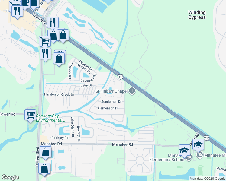 map of restaurants, bars, coffee shops, grocery stores, and more near 13374 Snook Circle in Naples