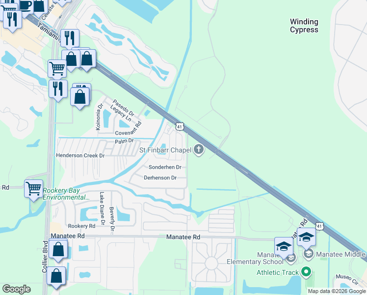 map of restaurants, bars, coffee shops, grocery stores, and more near 13559 Snook Circle in Naples
