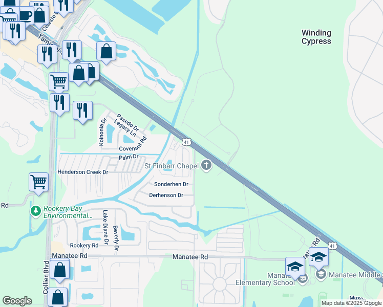 map of restaurants, bars, coffee shops, grocery stores, and more near 13598 Snapper Lane in Naples