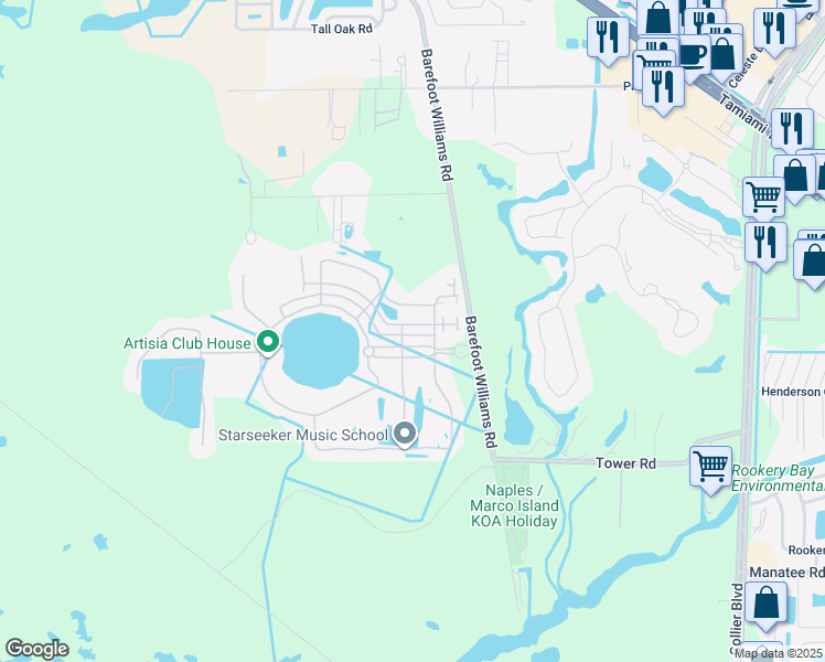 map of restaurants, bars, coffee shops, grocery stores, and more near 1254 Kendari Terrace in Naples