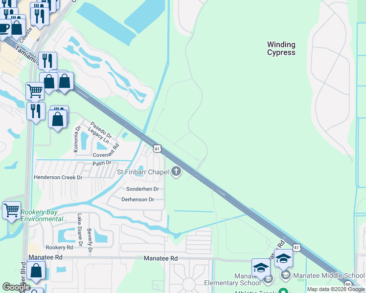 map of restaurants, bars, coffee shops, grocery stores, and more near 13519 Tamiami Trail East in Naples