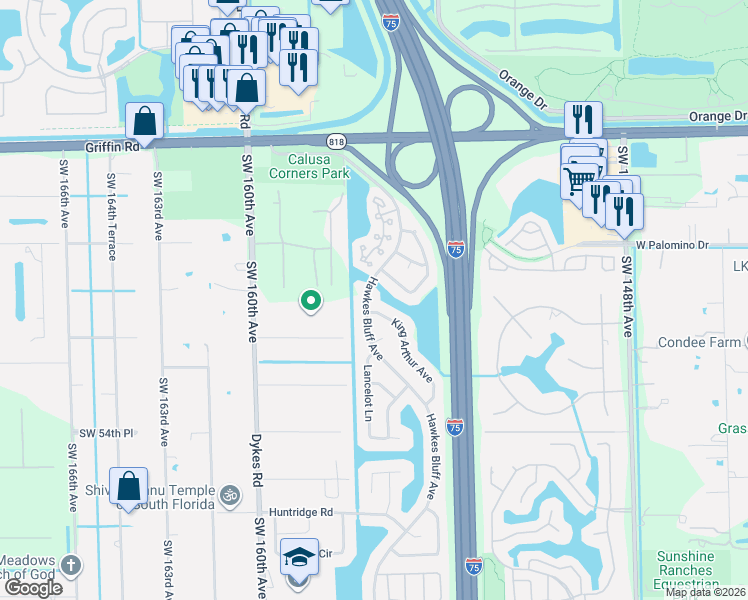 map of restaurants, bars, coffee shops, grocery stores, and more near 4940 Hawkes Bluff Avenue in Davie