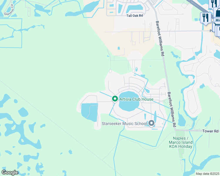 map of restaurants, bars, coffee shops, grocery stores, and more near 1420 Redona Way in Naples
