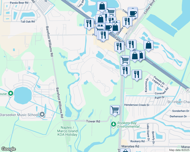 map of restaurants, bars, coffee shops, grocery stores, and more near 108 Cypress View Drive in Naples