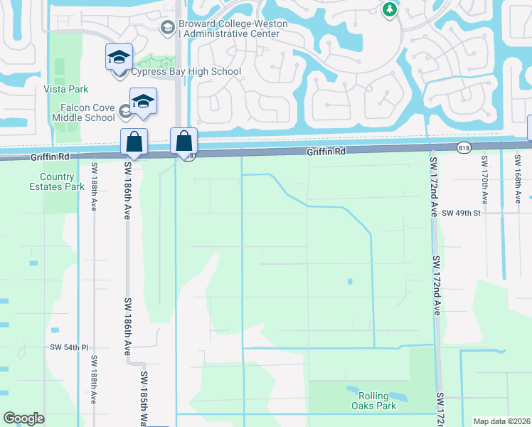 map of restaurants, bars, coffee shops, grocery stores, and more near 4901 Southwest 178th Avenue in Southwest Ranches