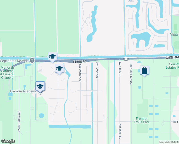 map of restaurants, bars, coffee shops, grocery stores, and more near 4840 Southwest 201st Terrace in Southwest Ranches