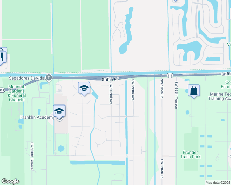 map of restaurants, bars, coffee shops, grocery stores, and more near 20201 Southwest 48th Place in Southwest Ranches