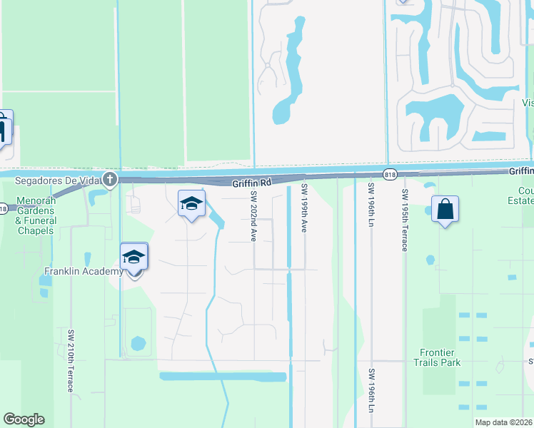 map of restaurants, bars, coffee shops, grocery stores, and more near 4840 Southwest 201st Terrace in Southwest Ranches