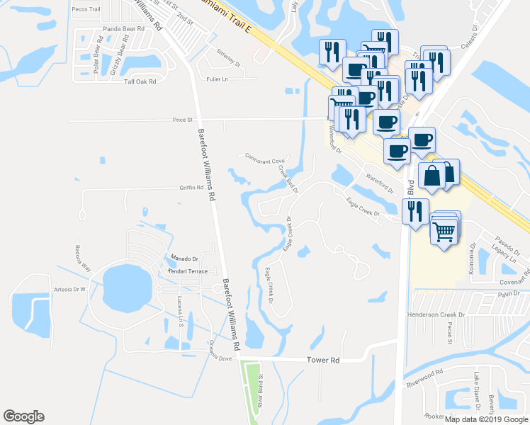 map of restaurants, bars, coffee shops, grocery stores, and more near 32 Grey Wing Point in Naples
