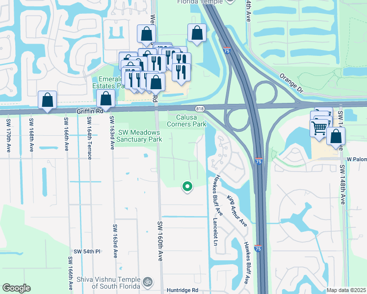 map of restaurants, bars, coffee shops, grocery stores, and more near 15990 Griffin Rd in Southwest Ranches