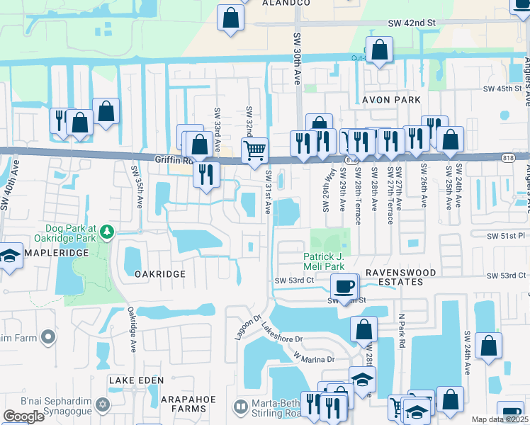 map of restaurants, bars, coffee shops, grocery stores, and more near 4976 Southwest 31st Terrace in Fort Lauderdale