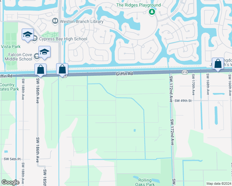 map of restaurants, bars, coffee shops, grocery stores, and more near 4791 Southwest 178th Avenue in Southwest Ranches