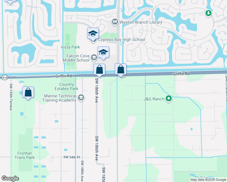 map of restaurants, bars, coffee shops, grocery stores, and more near 4730 Akai Drive in Southwest Ranches