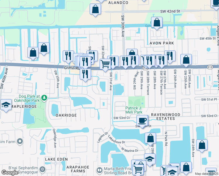 map of restaurants, bars, coffee shops, grocery stores, and more near 4976 Southwest 31st Terrace in Fort Lauderdale