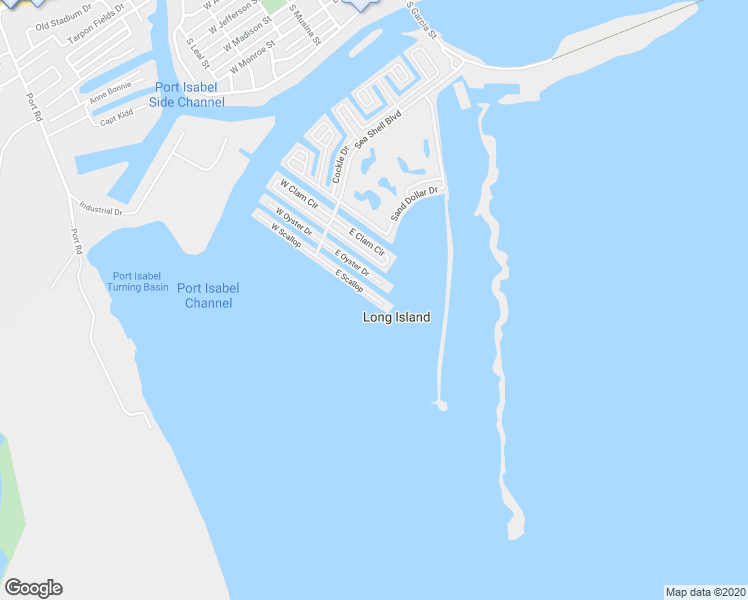 map of restaurants, bars, coffee shops, grocery stores, and more near 102 East Scallop in Port Isabel
