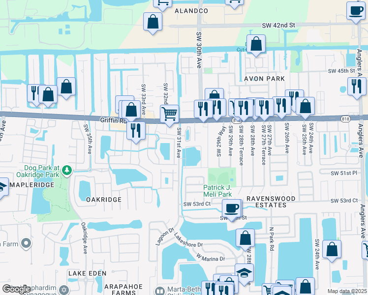 map of restaurants, bars, coffee shops, grocery stores, and more near in 