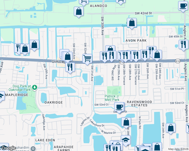 map of restaurants, bars, coffee shops, grocery stores, and more near in 