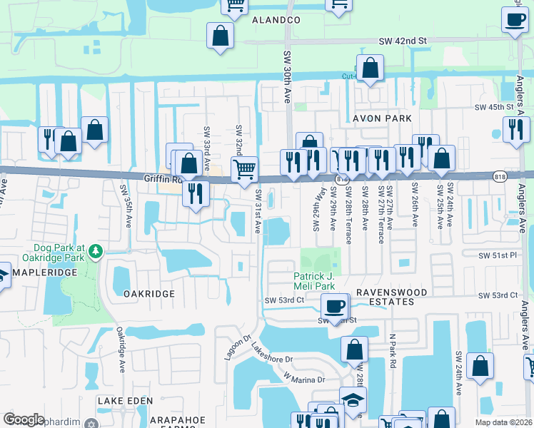 map of restaurants, bars, coffee shops, grocery stores, and more near in 