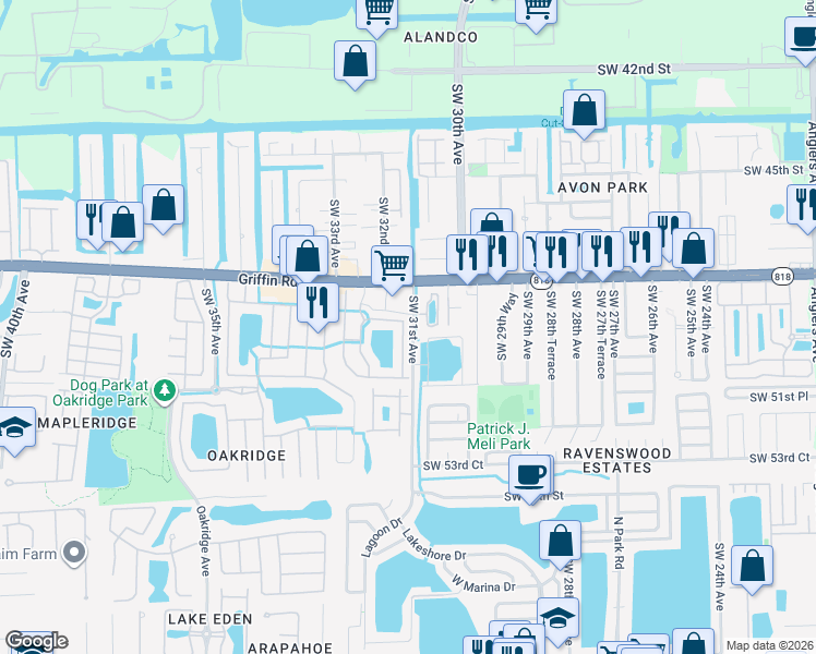 map of restaurants, bars, coffee shops, grocery stores, and more near in 