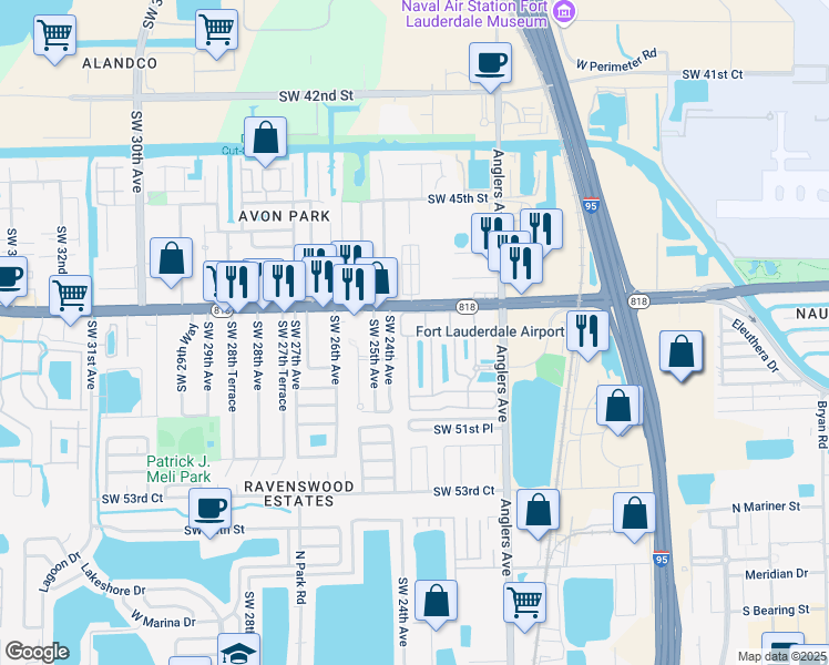 map of restaurants, bars, coffee shops, grocery stores, and more near 4926 Leeward Lane in Fort Lauderdale