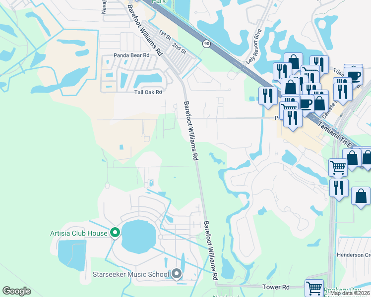 map of restaurants, bars, coffee shops, grocery stores, and more near 100 Price Street in Naples
