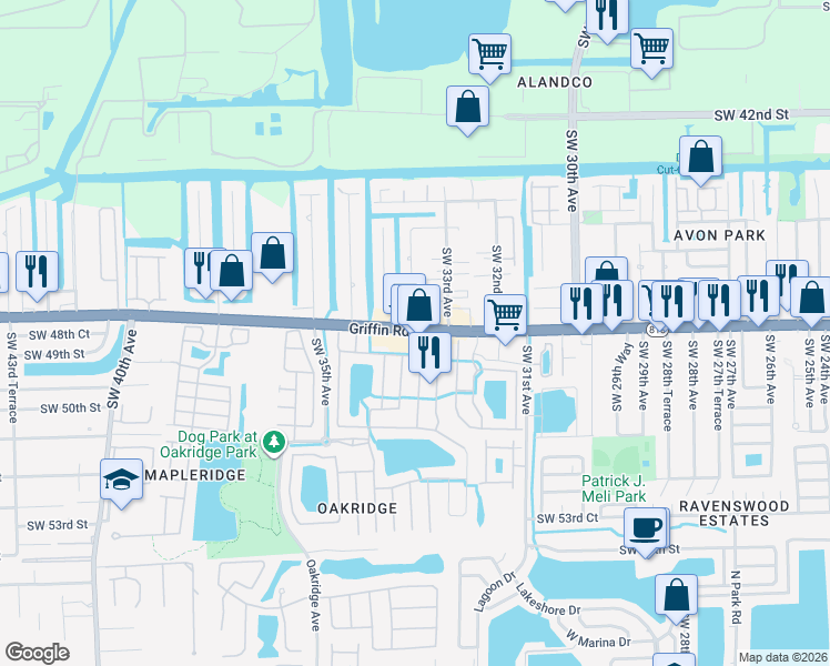 map of restaurants, bars, coffee shops, grocery stores, and more near 3336 Florida 818 in Fort Lauderdale