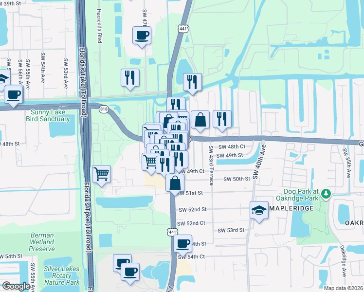 map of restaurants, bars, coffee shops, grocery stores, and more near 4824 Southwest 45th Avenue in Fort Lauderdale