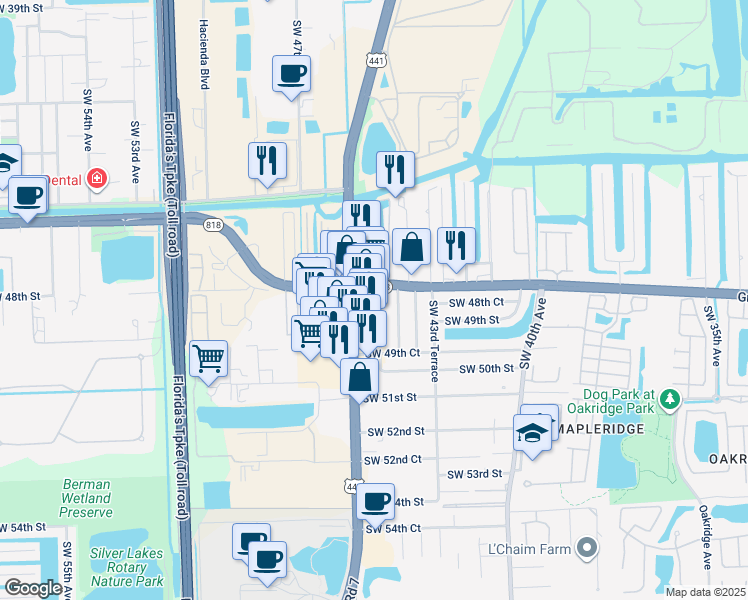 map of restaurants, bars, coffee shops, grocery stores, and more near 4824 Southwest 45th Avenue in Fort Lauderdale