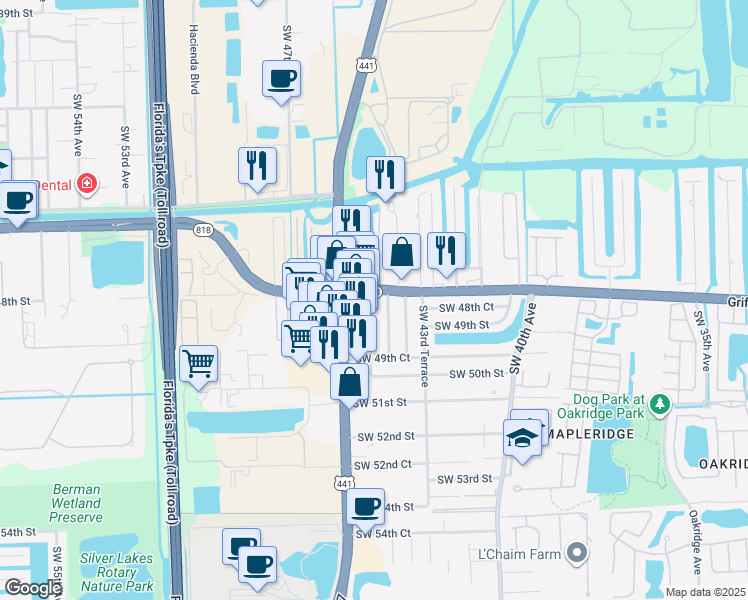 map of restaurants, bars, coffee shops, grocery stores, and more near 4824 Southwest 45th Avenue in Fort Lauderdale