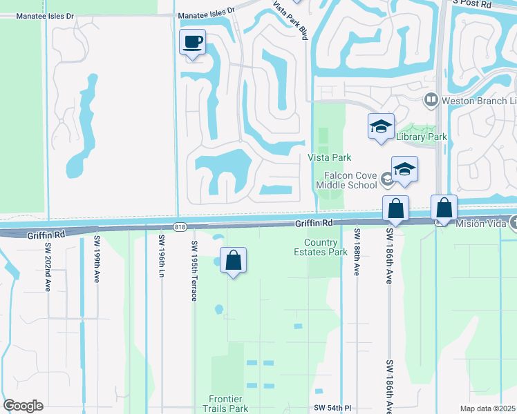 map of restaurants, bars, coffee shops, grocery stores, and more near 19266 Seneca Avenue in Weston